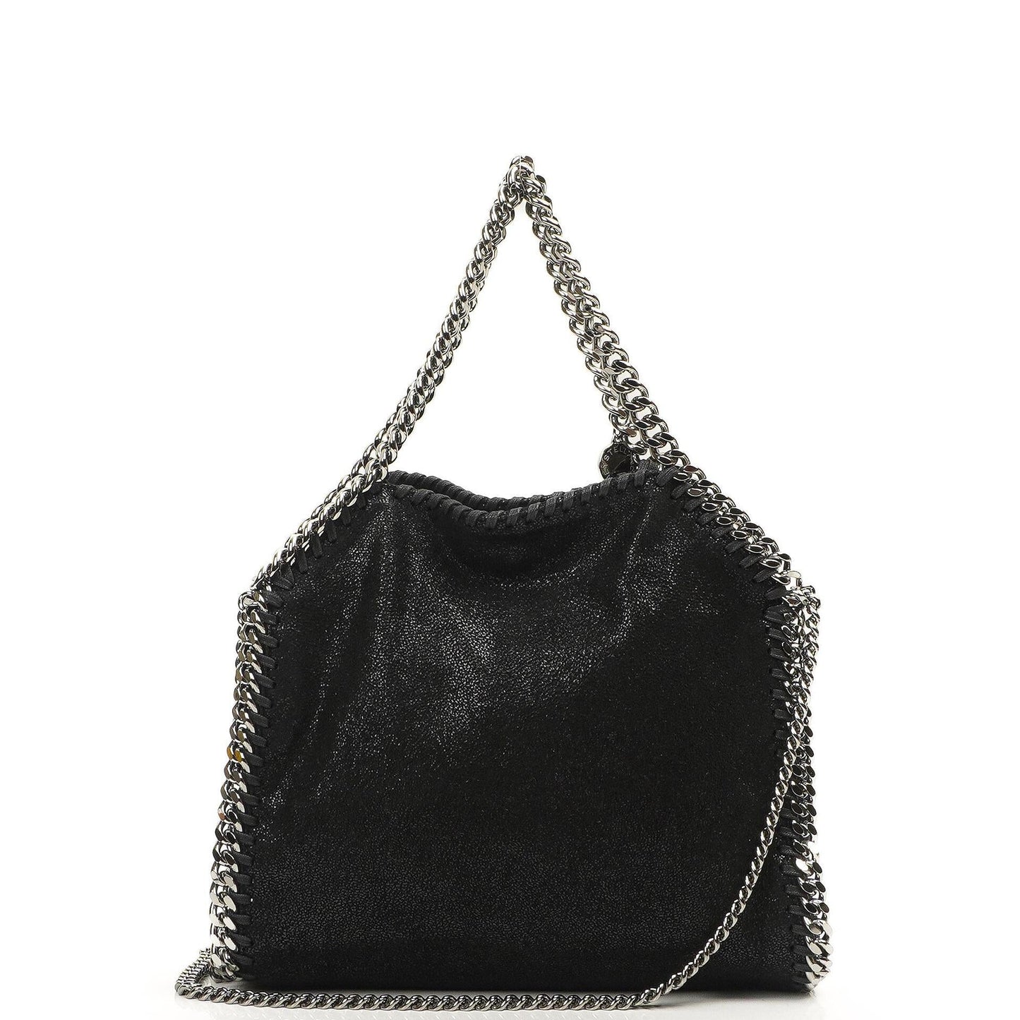 Stella McCartney Falabella Mini Tote Schwarz Vegan Shaggy Deer Klappentasche