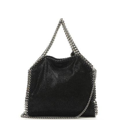Stella McCartney Falabella Mini Tote Schwarz Vegan Shaggy Deer Klappentasche