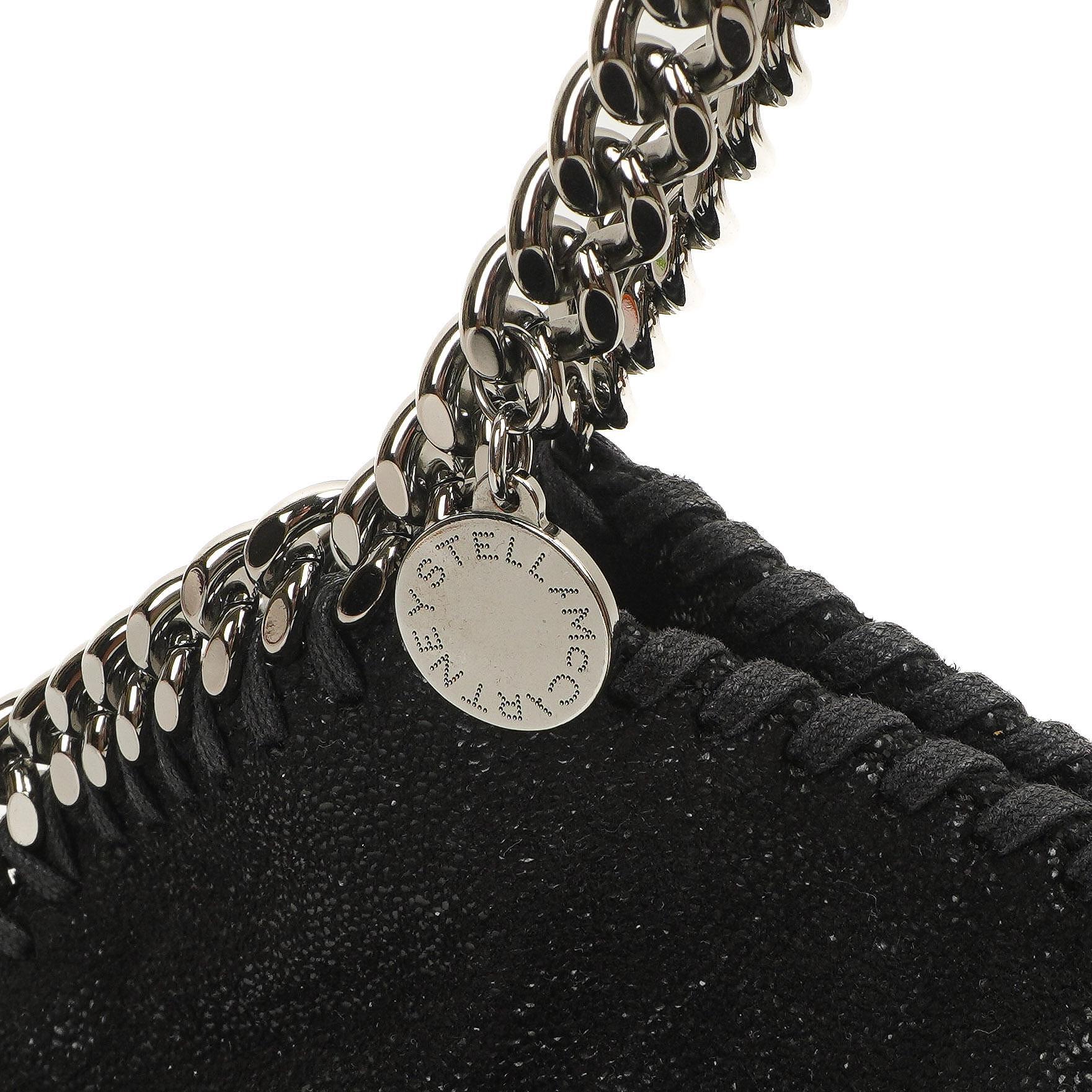 Stella McCartney Falabella Mini Tote Schwarz Vegan Shaggy Deer Klappentasche