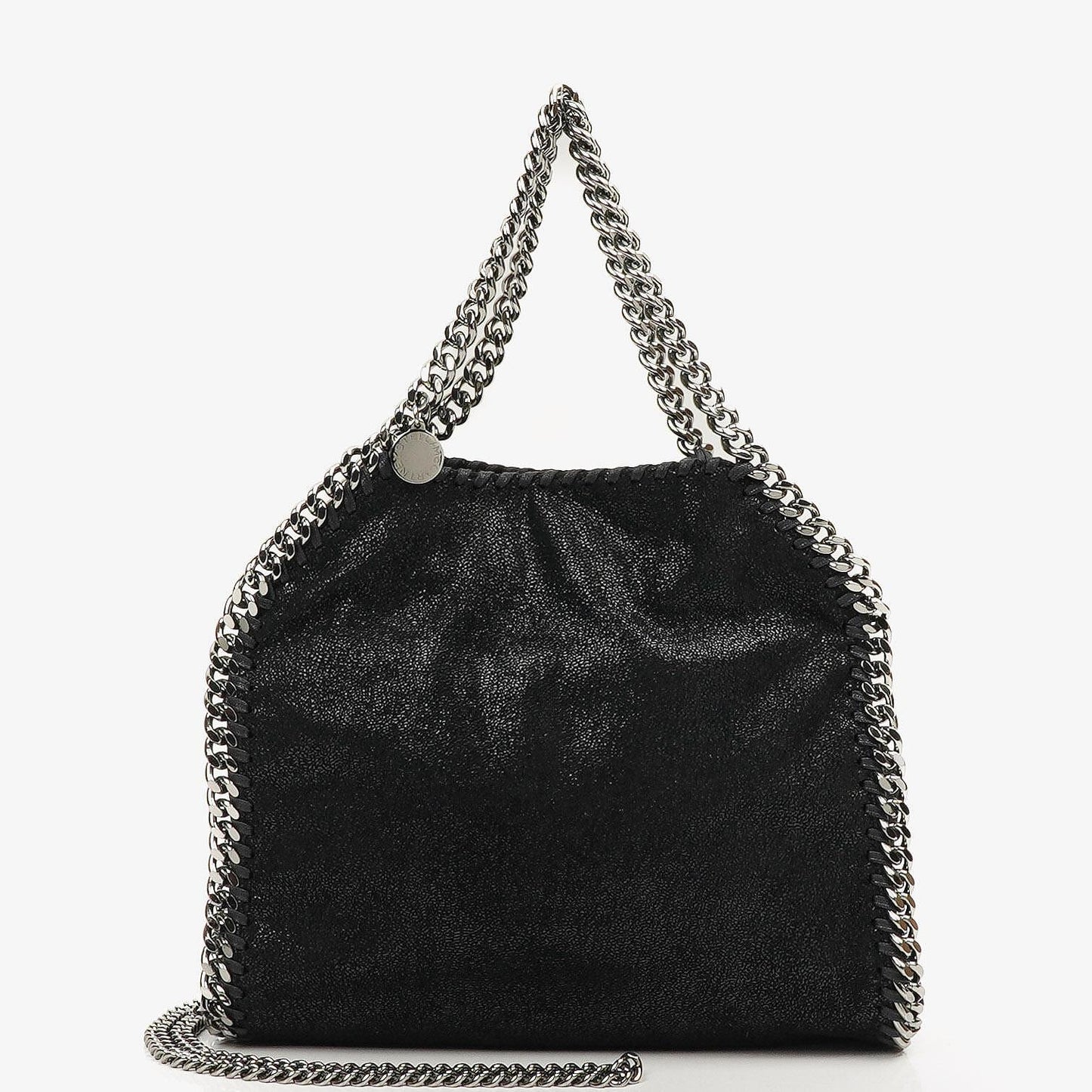 Stella McCartney Falabella Mini Tote Fold Over Bag Schwarz Vegan Shaggy Deer