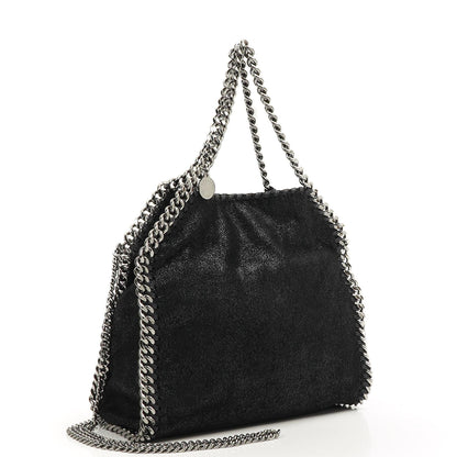 Stella McCartney Falabella Mini Tote Fold Over Bag Schwarz Vegan Shaggy Deer
