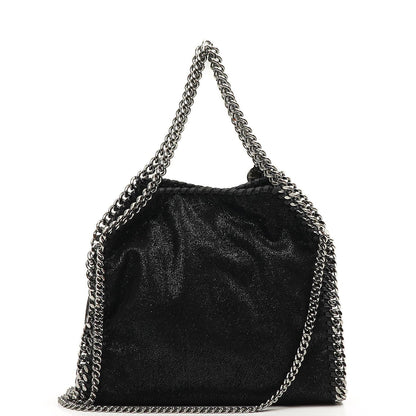 Stella McCartney Falabella Mini Tote Fold Over Bag Schwarz Vegan Shaggy Deer