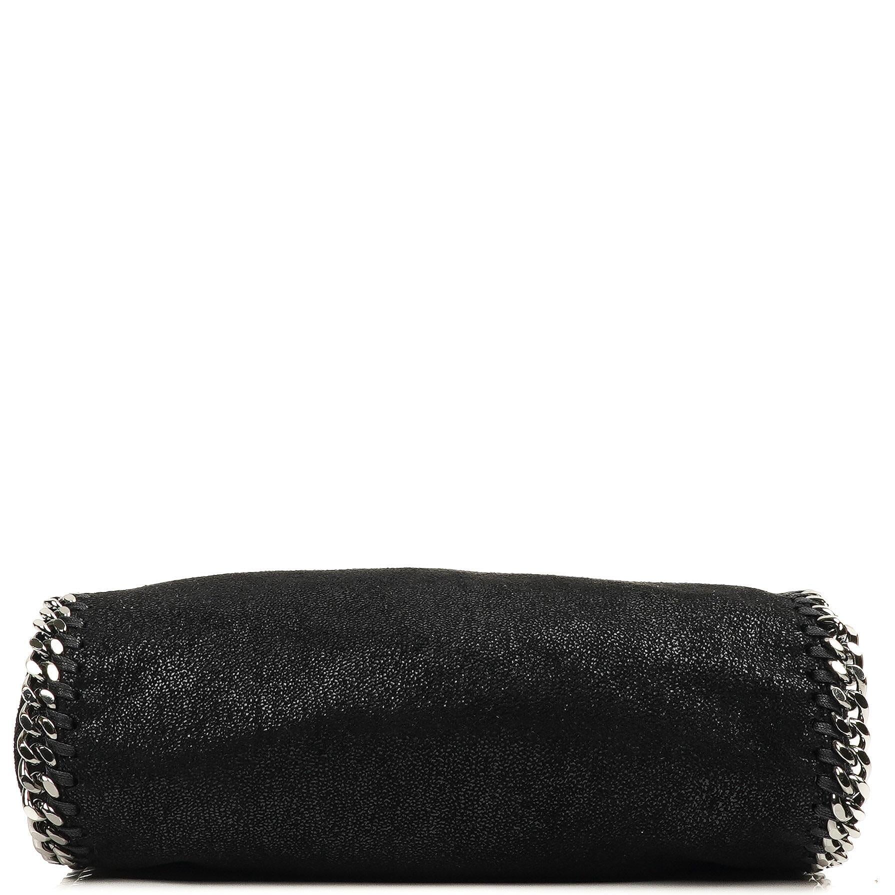 Stella McCartney Falabella Mini Tote Fold Over Bag Schwarz Vegan Shaggy Deer