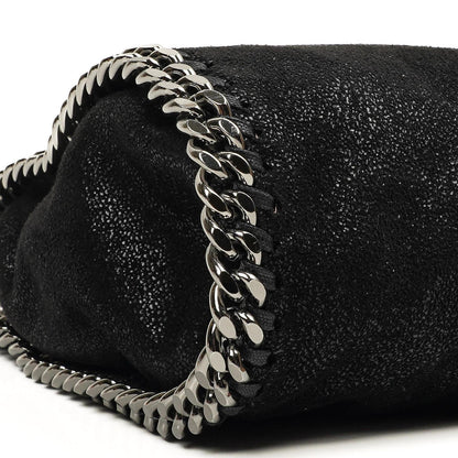 Stella McCartney Falabella Mini Tote Fold Over Bag Schwarz Vegan Shaggy Deer