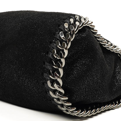 Stella McCartney Falabella Mini Tote Fold Over Bag Schwarz Vegan Shaggy Deer