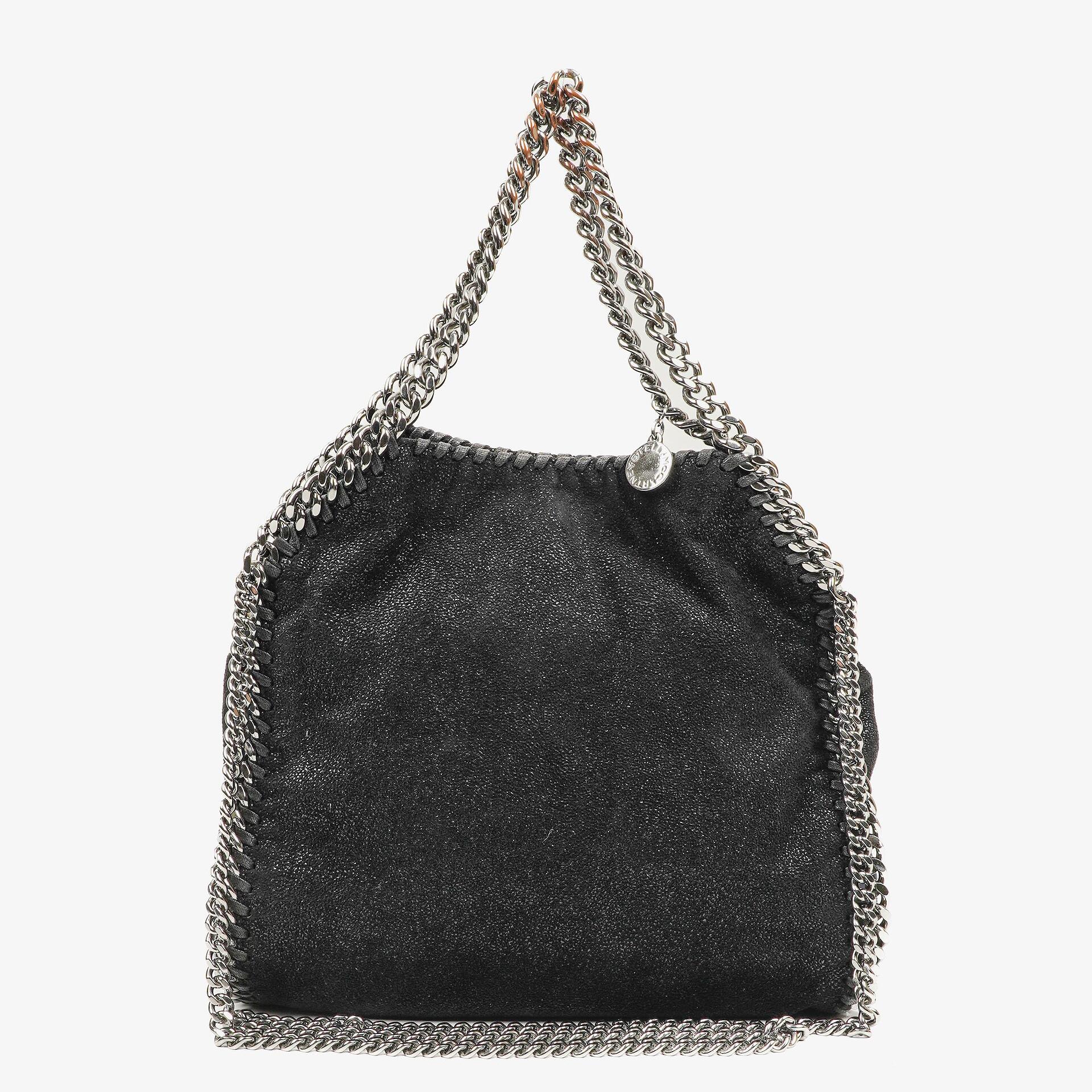 Stella McCartney Falabella Mini Tote Schwarze Vegane Shaggy Deer Fold-Over-Tasche