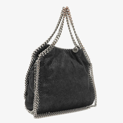 Stella McCartney Falabella Mini Tote Schwarze Vegane Shaggy Deer Fold-Over-Tasche