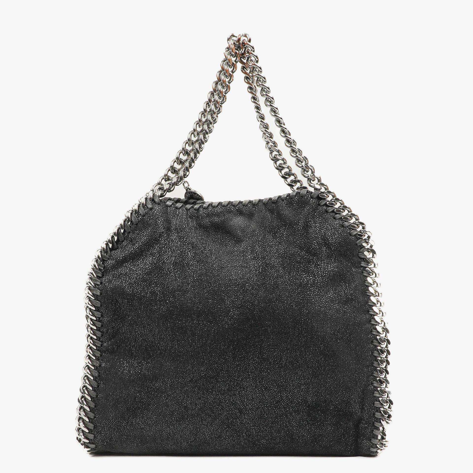Stella McCartney Falabella Mini Tote Schwarze Vegane Shaggy Deer Fold-Over-Tasche