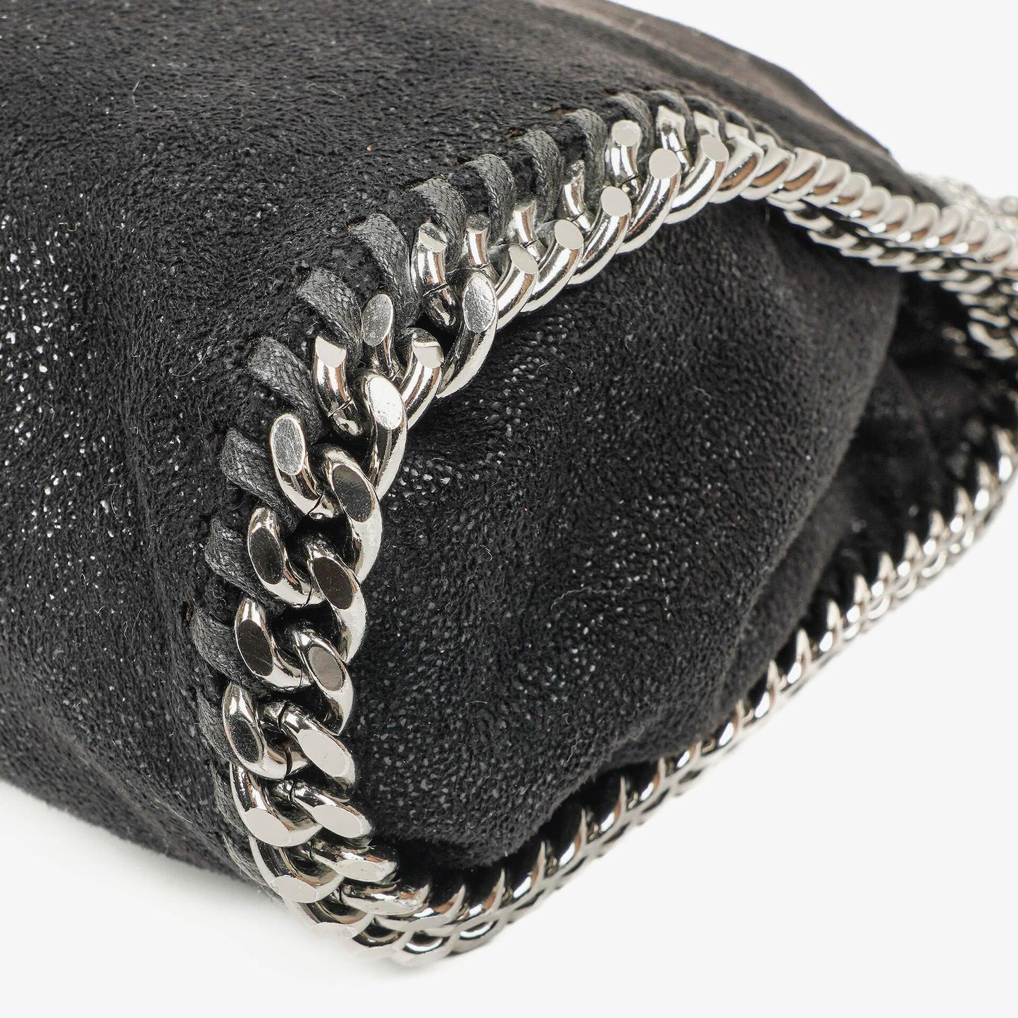 Stella McCartney Falabella Mini Tote Schwarze Vegane Shaggy Deer Fold-Over-Tasche