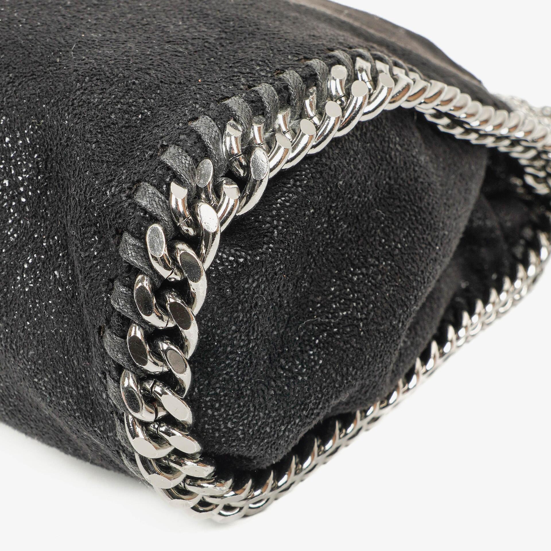 Stella McCartney Falabella Mini Tote Schwarze Vegane Shaggy Deer Fold-Over-Tasche