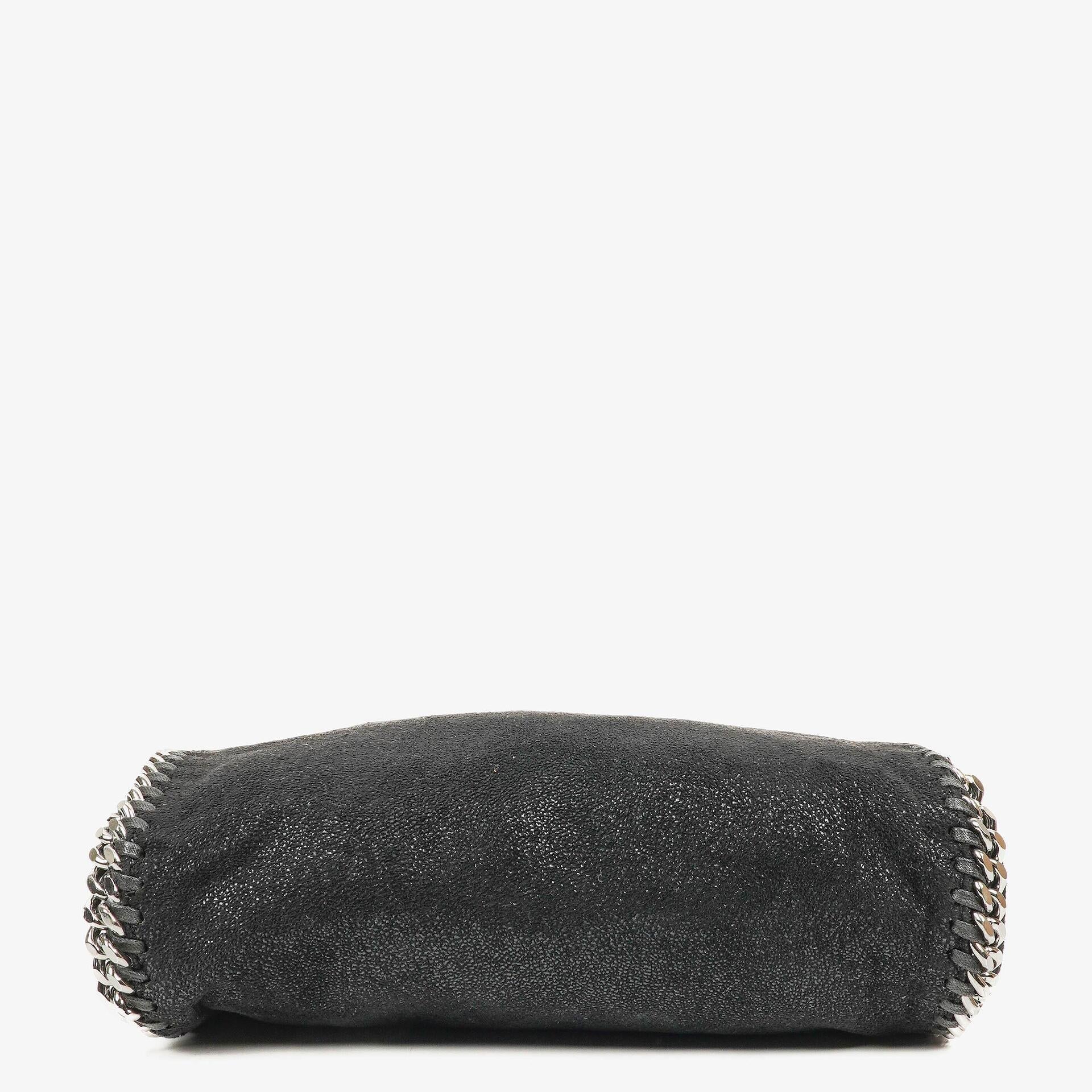 Stella McCartney Falabella Mini Tote Schwarze Vegane Shaggy Deer Fold-Over-Tasche