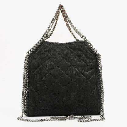 Stella McCartney Falabella Mini Tote Schwarze Vegane Shaggy Deer Fold-Over-Tasche