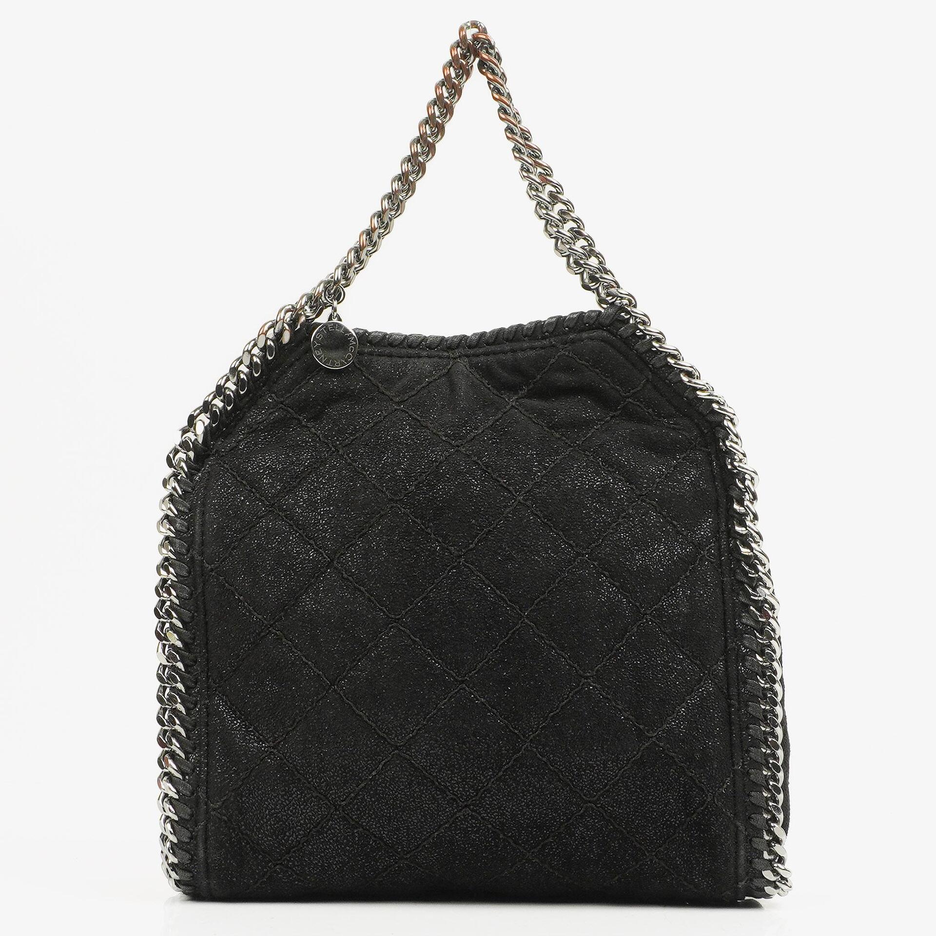 Stella McCartney Falabella Mini Tote Schwarze Vegane Shaggy Deer Fold-Over-Tasche