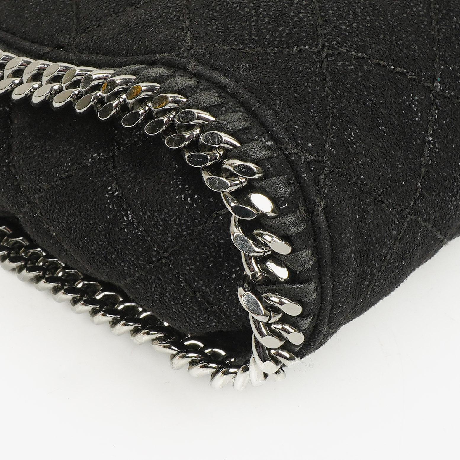 Stella McCartney Falabella Mini Tote Schwarze Vegane Shaggy Deer Fold-Over-Tasche