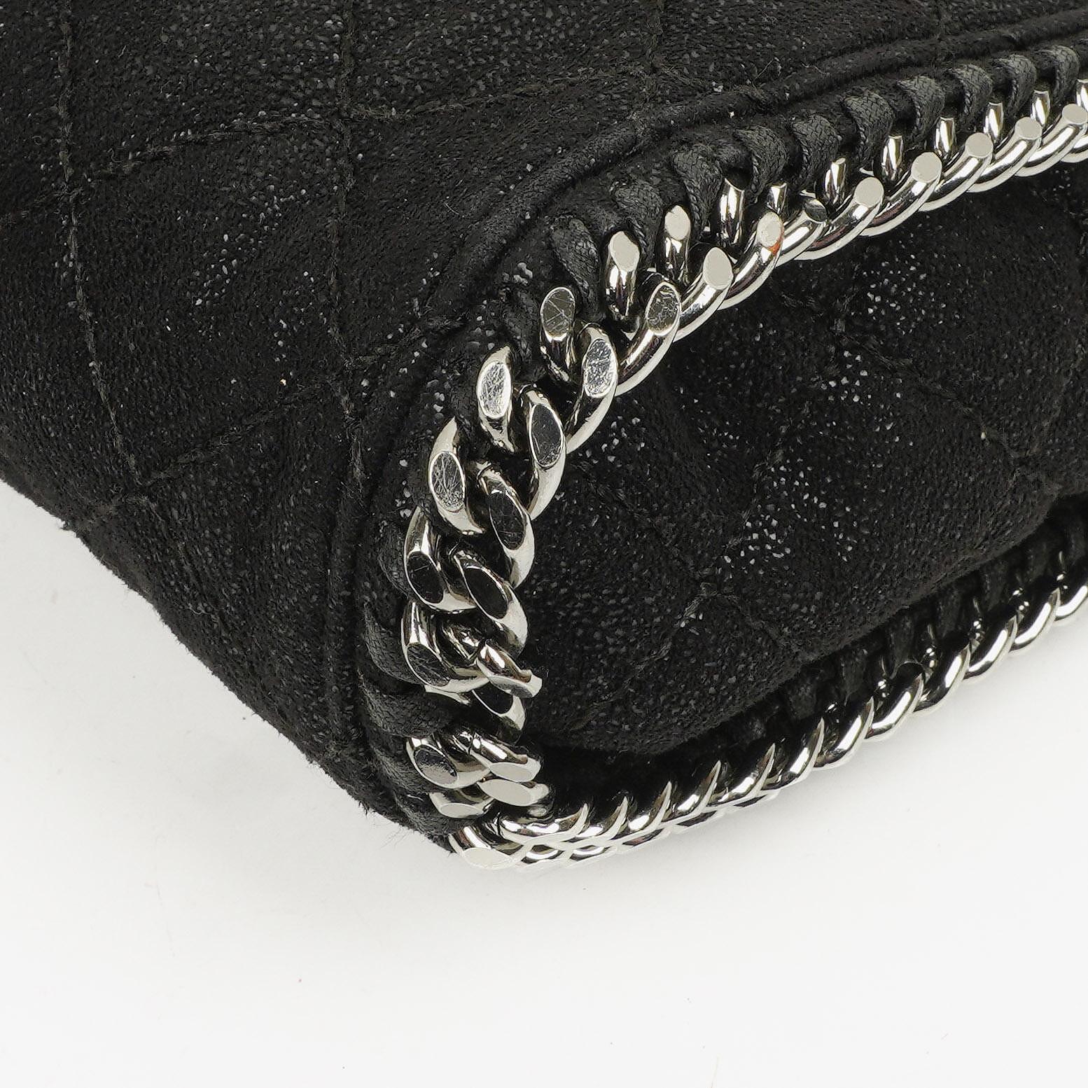 Stella McCartney Falabella Mini Tote Schwarze Vegane Shaggy Deer Fold-Over-Tasche