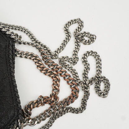 Stella McCartney Falabella Mini Tote Schwarze Vegane Shaggy Deer Fold-Over-Tasche