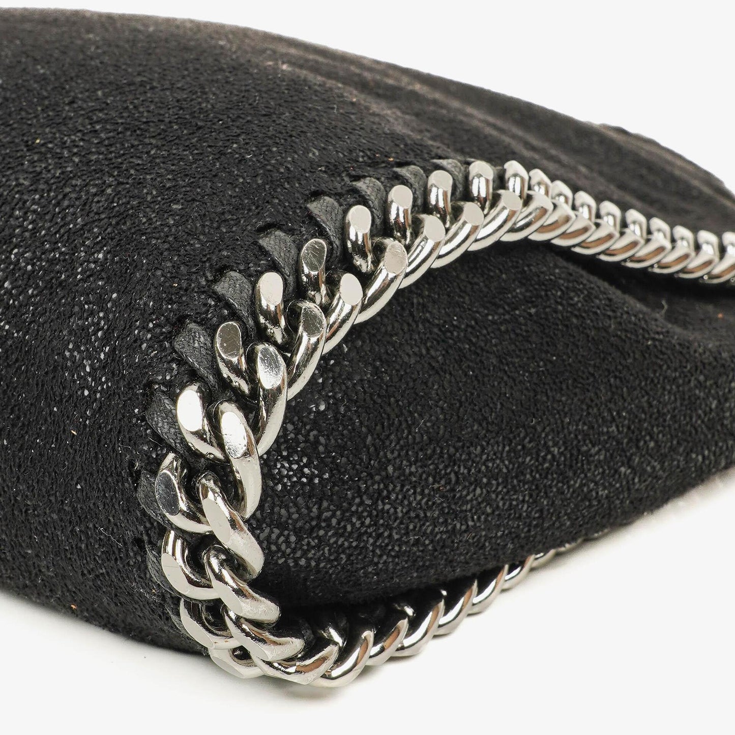 Stella McCartney Falabella Mini Tote Fold-Over Tasche aus schwarzem veganem Shaggy Deer
