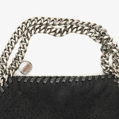 Stella McCartney Falabella Mini Tote Fold-Over Tasche aus schwarzem veganem Shaggy Deer
