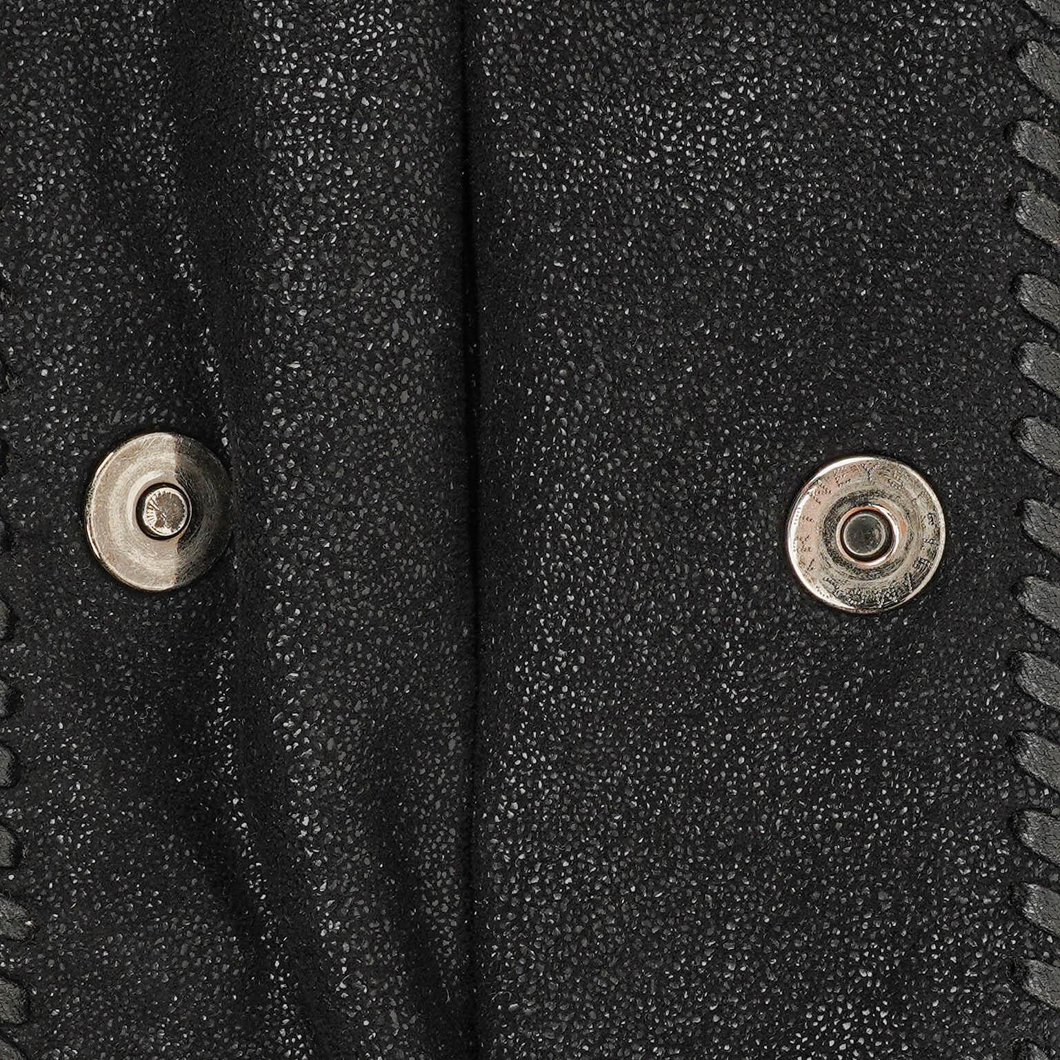 Stella McCartney Falabella Mini Tote Fold-Over Tasche aus schwarzem veganem Shaggy Deer