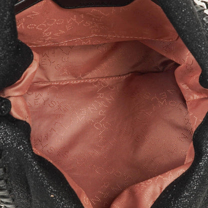 Stella McCartney Falabella Mini Tote Fold-Over Tasche aus schwarzem veganem Shaggy Deer