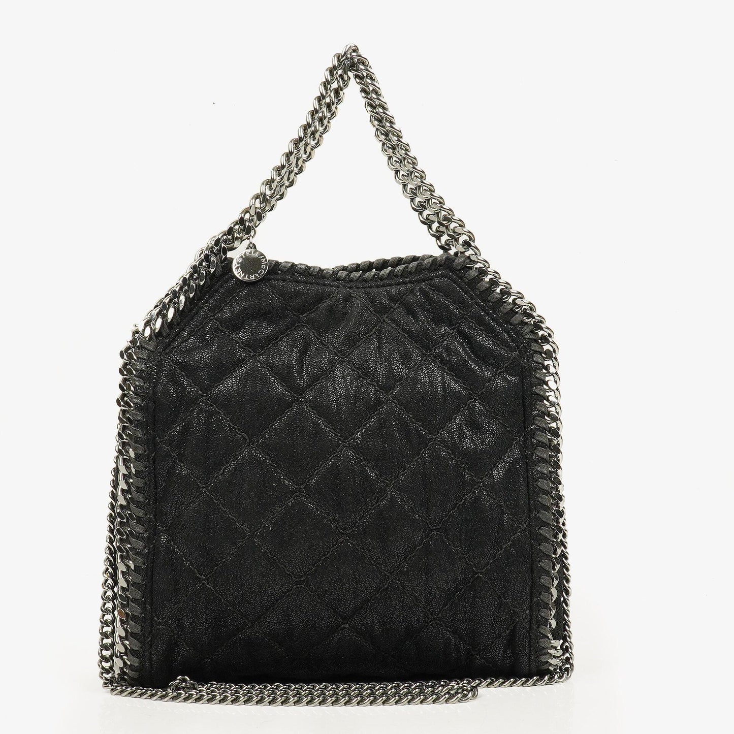 Stella McCartney Falabella Mini Tote Fold-Over Tasche aus schwarzem veganem Shaggy Deer