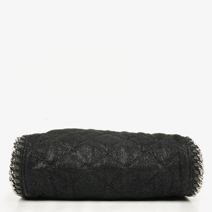 Stella McCartney Falabella Mini Tote Fold-Over Tasche aus schwarzem veganem Shaggy Deer