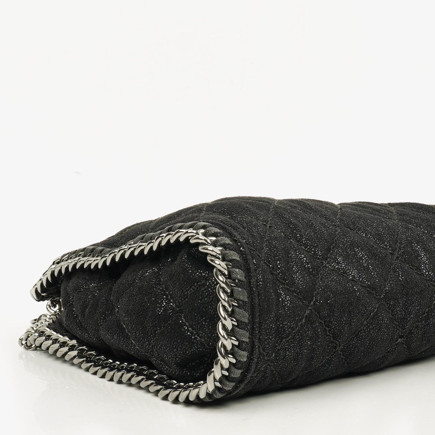 Stella McCartney Falabella Mini Tote Fold-Over Tasche aus schwarzem veganem Shaggy Deer
