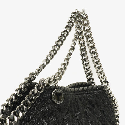 Stella McCartney Falabella Mini Tote Fold-Over Tasche aus schwarzem veganem Shaggy Deer