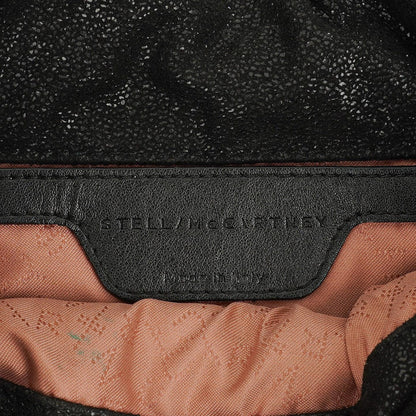 Stella McCartney Falabella Mini Tote Fold-Over Tasche aus schwarzem veganem Shaggy Deer
