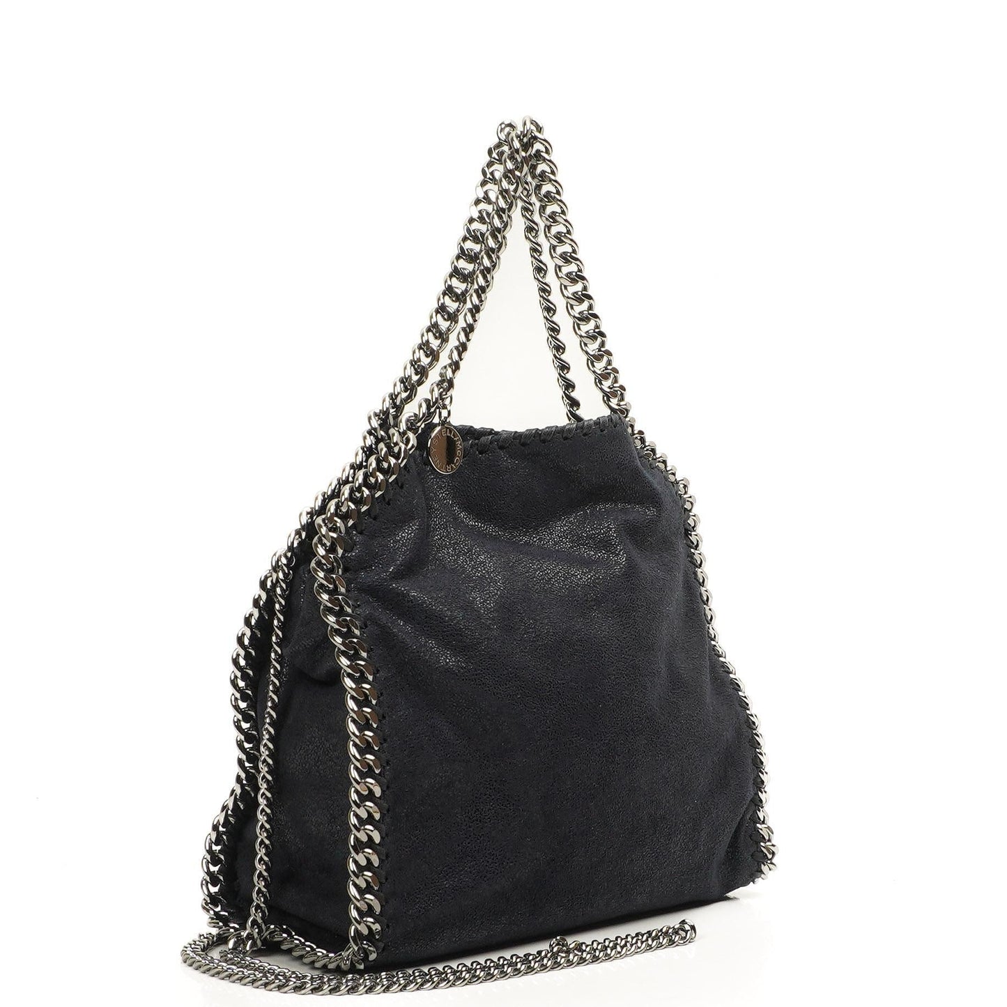 Stella McCartney Falabella Mini Tote Dunkelmarine Vegan Shaggy Deer Klapptasche