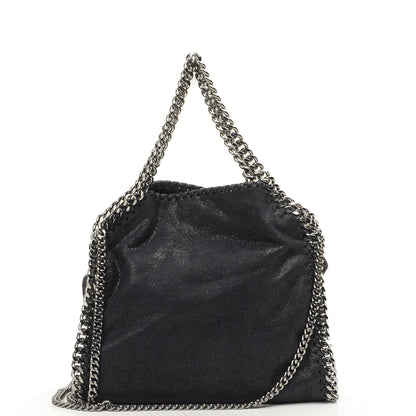 Stella McCartney Falabella Mini Tote Dunkelmarine Vegan Shaggy Deer Klapptasche