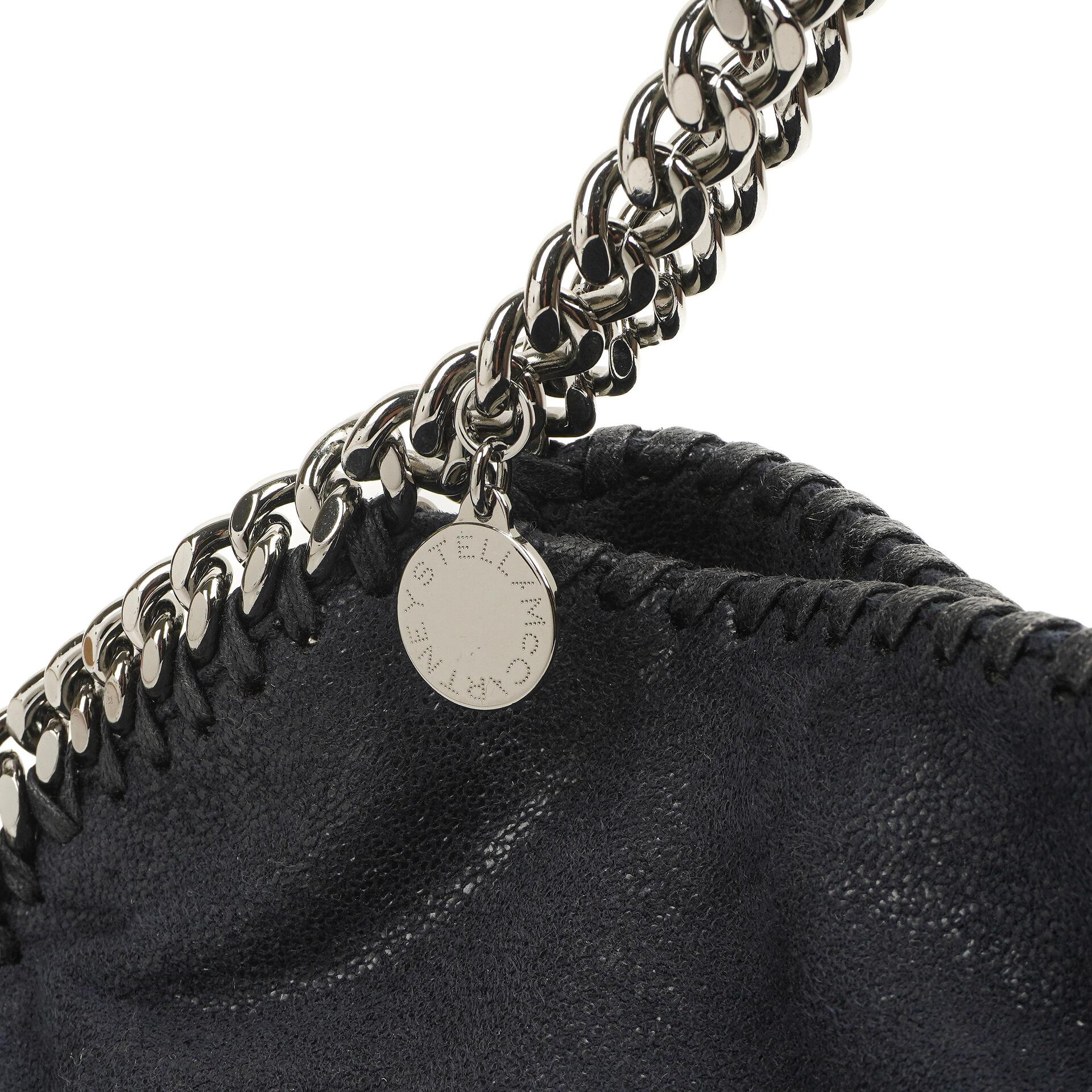 Stella McCartney Falabella Mini Tote Dunkelmarine Vegan Shaggy Deer Klapptasche