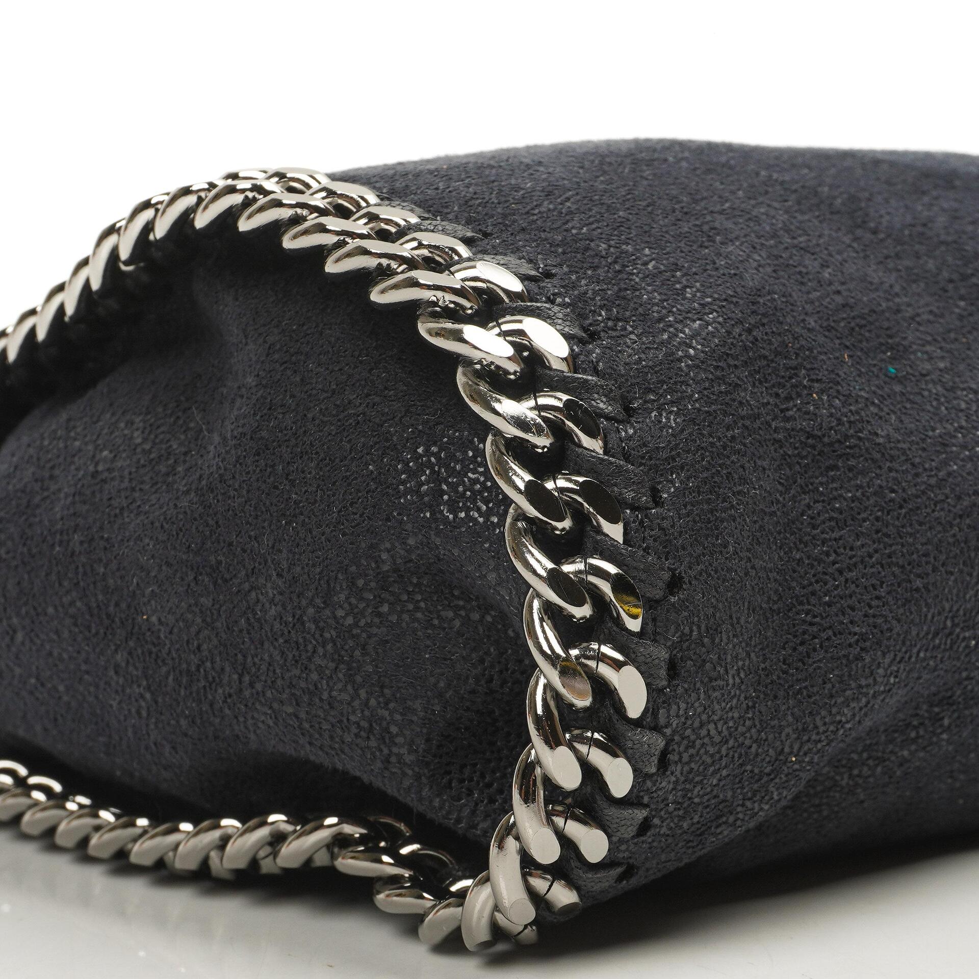 Stella McCartney Falabella Mini Tote Dunkelmarine Vegan Shaggy Deer Klapptasche