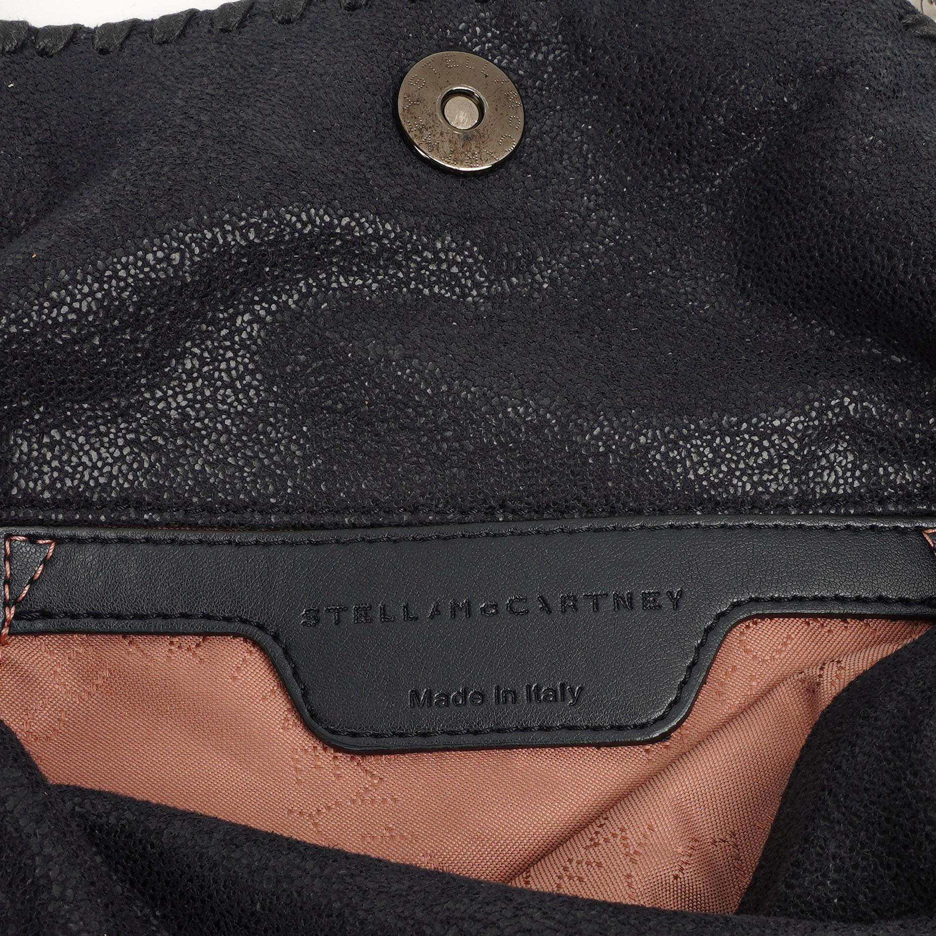 Stella McCartney Falabella Mini Tote Dunkelmarine Vegan Shaggy Deer Klapptasche