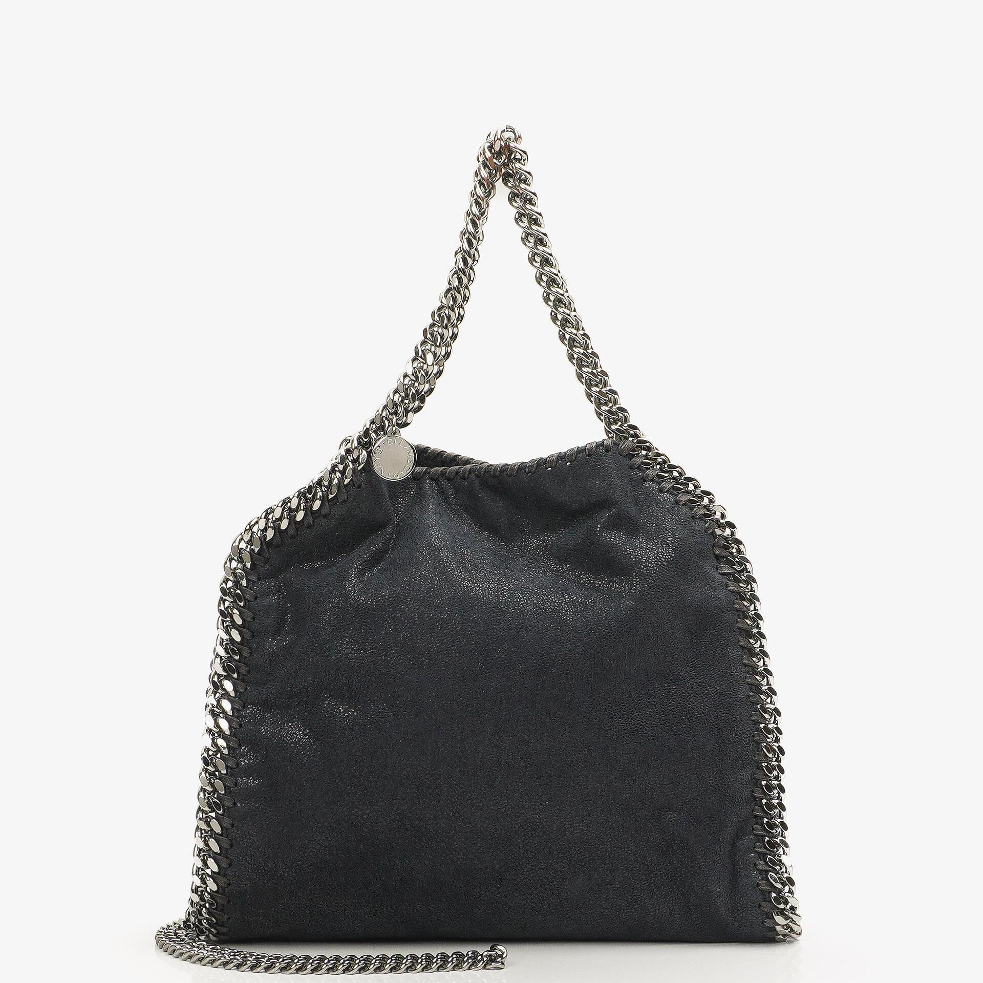 Stella McCartney Falabella Mini Tote Dunkelmarine Vegan Shaggy Deer Klappentasche