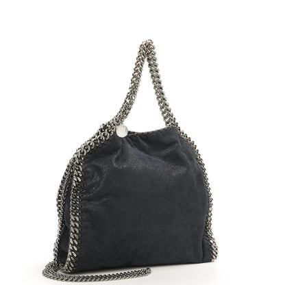 Stella McCartney Falabella Mini Tote Dunkelmarine Vegan Shaggy Deer Klappentasche