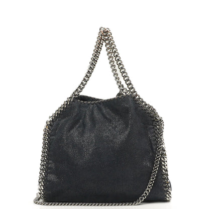 Stella McCartney Falabella Mini Tote Dunkelmarine Vegan Shaggy Deer Klappentasche