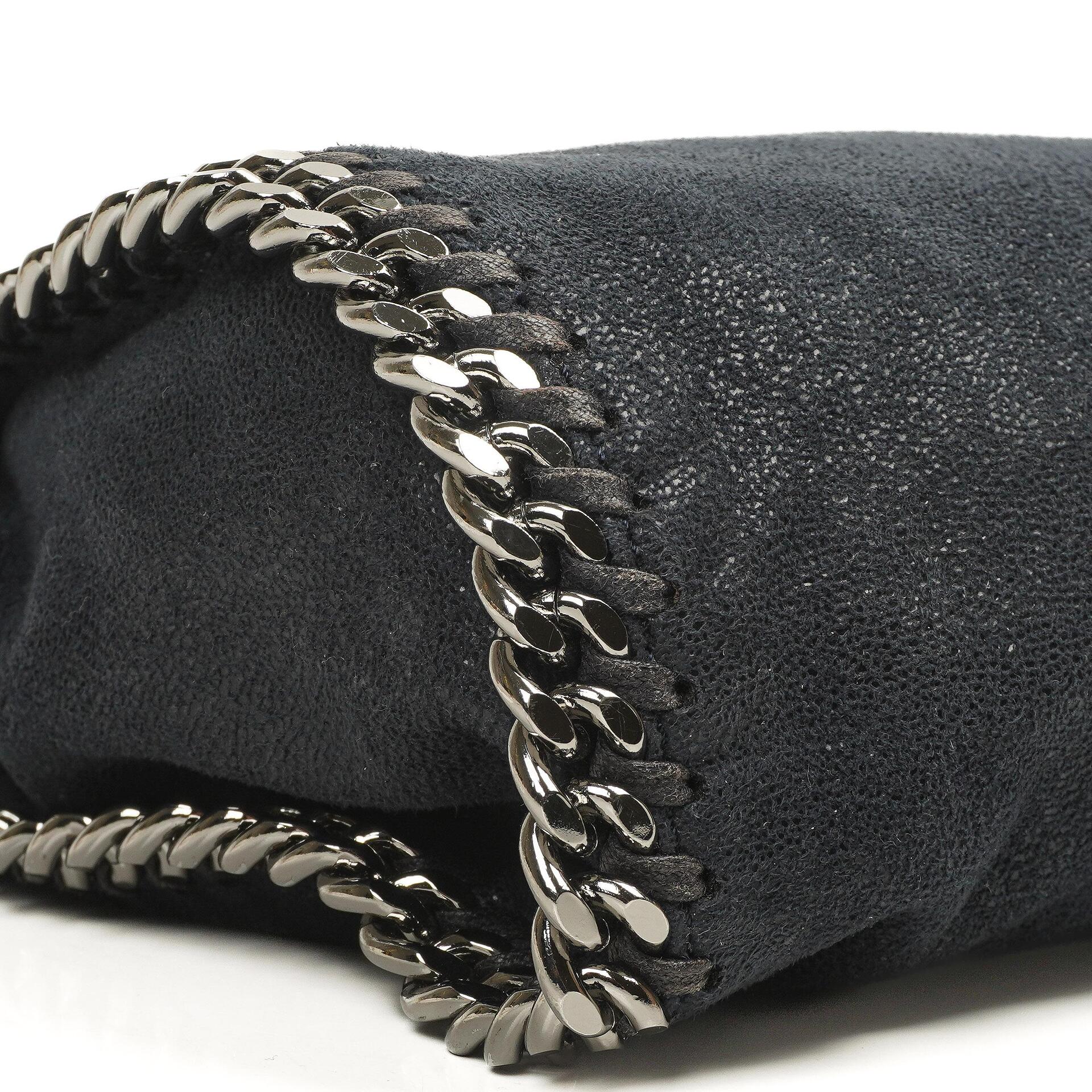 Stella McCartney Falabella Mini Tote Dunkelmarine Vegan Shaggy Deer Klappentasche