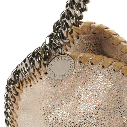 Stella McCartney Falabella Mini Tote Gold Glänzend Vegan Shaggy Deer Klappentasche