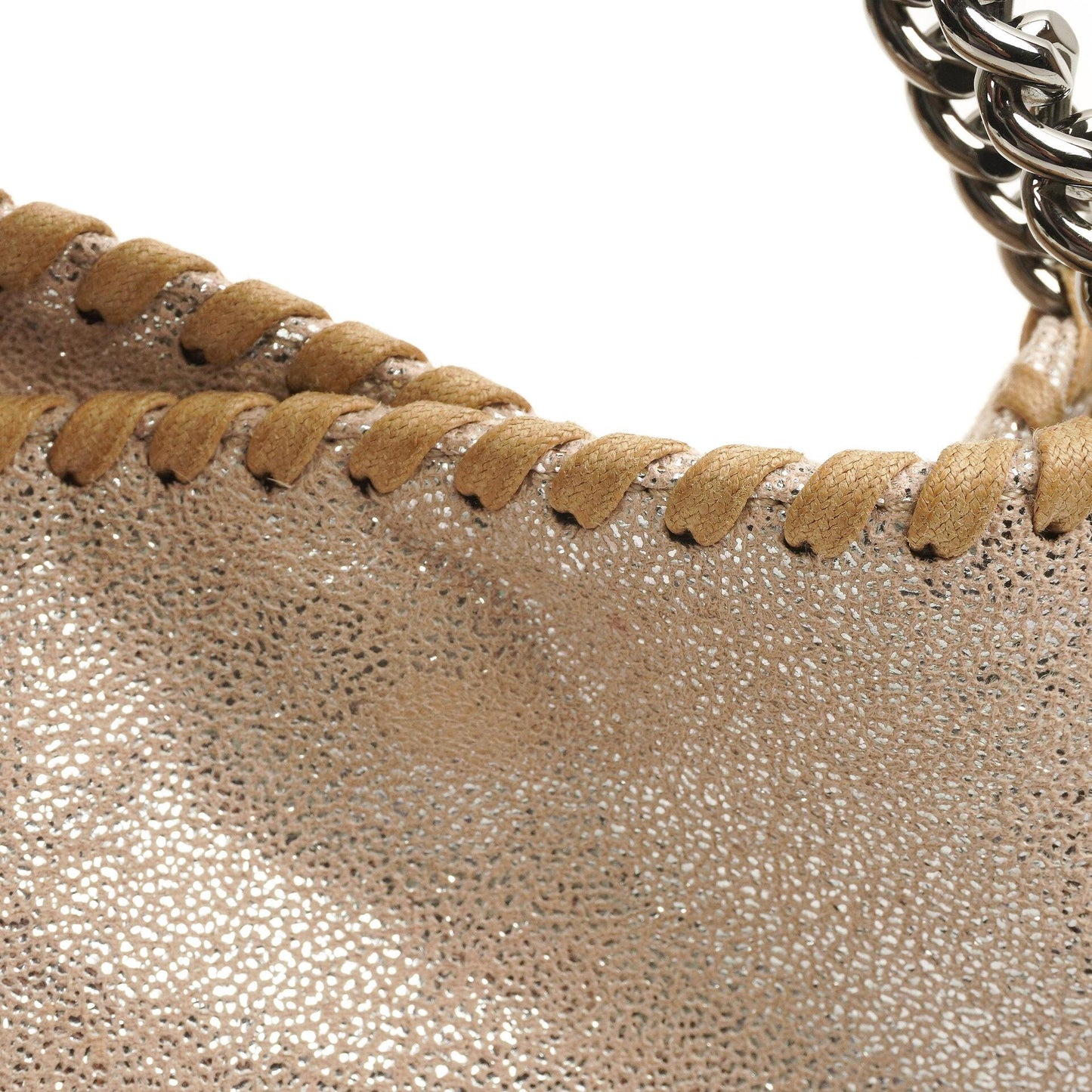 Stella McCartney Falabella Mini Tote Gold Glänzend Vegan Shaggy Deer Klappentasche