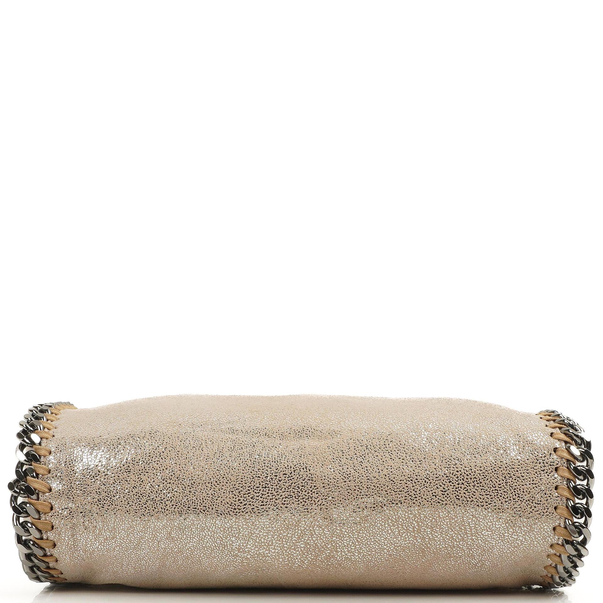 Stella McCartney Falabella Mini Tote Gold Glänzend Vegan Shaggy Deer Klappentasche