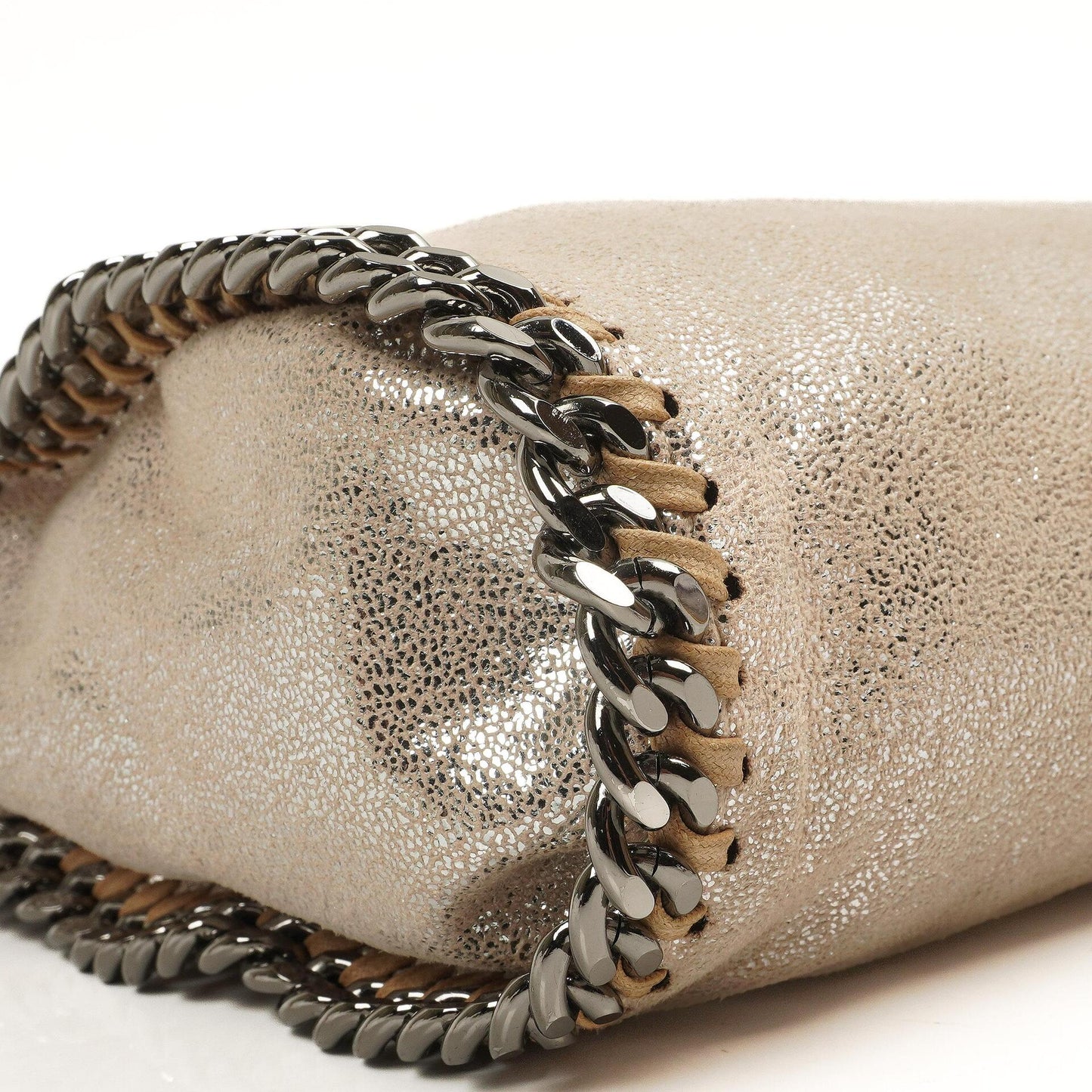 Stella McCartney Falabella Mini Tote Gold Glänzend Vegan Shaggy Deer Klappentasche