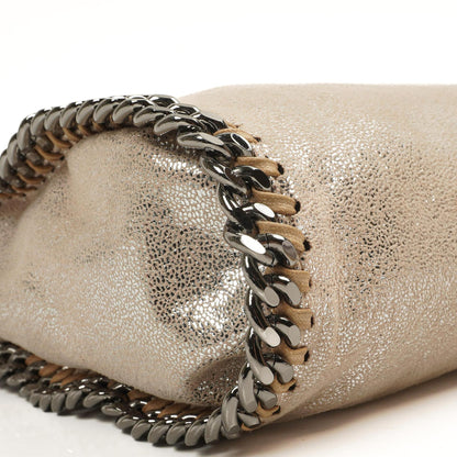 Stella McCartney Falabella Mini Tote Gold Glänzend Vegan Shaggy Deer Klappentasche