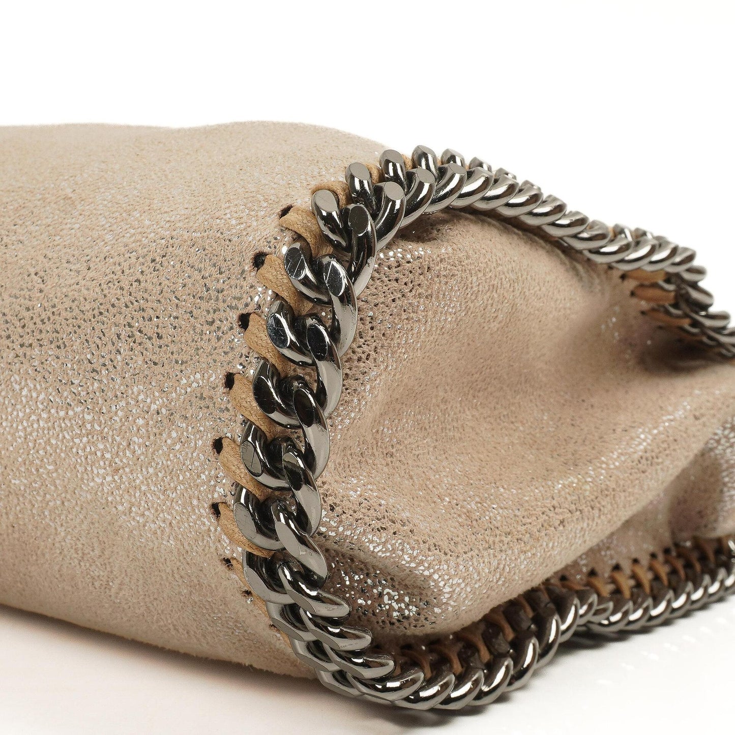 Stella McCartney Falabella Mini Tote Gold Glänzend Vegan Shaggy Deer Klappentasche