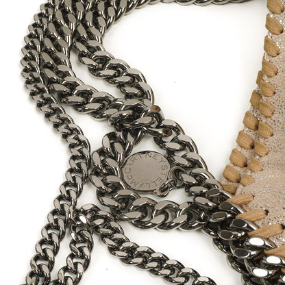 Stella McCartney Falabella Mini Tote Gold Glänzend Vegan Shaggy Deer Klappentasche
