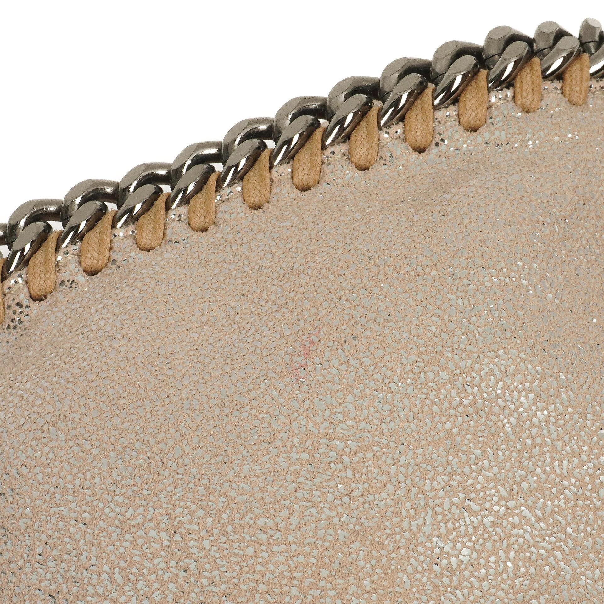 Stella McCartney Falabella Mini Tote Gold Glänzend Vegan Shaggy Deer Klappentasche