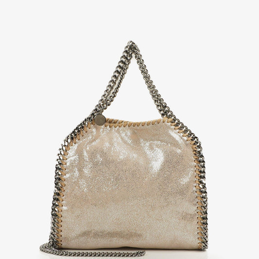 Stella McCartney Falabella Mini Tote Gold Glänzend Vegan Shaggy Deer Klappentasche