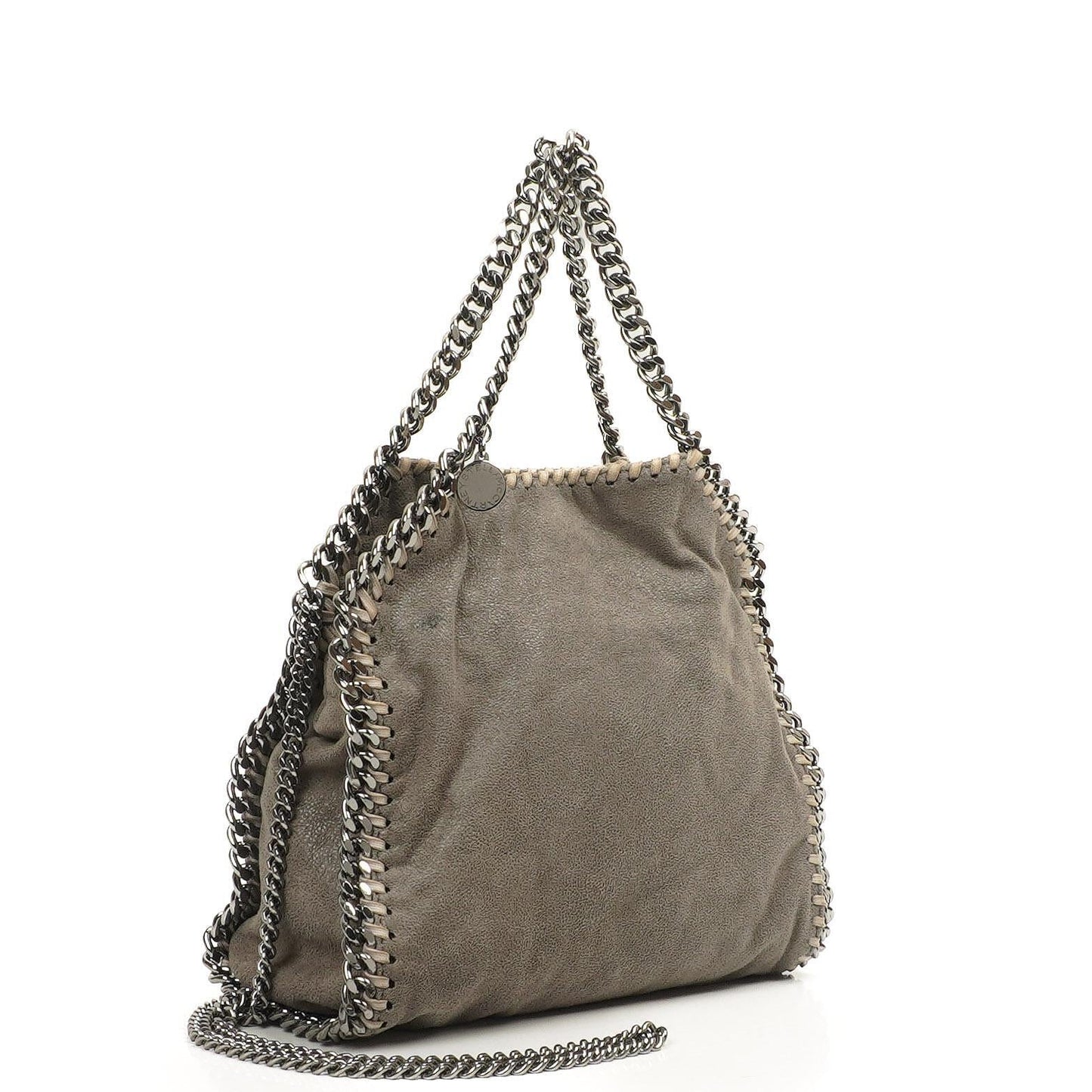 Stella McCartney Falabella Mini Tote Stahlgrau Veganes Shaggy Deer Klappentasche