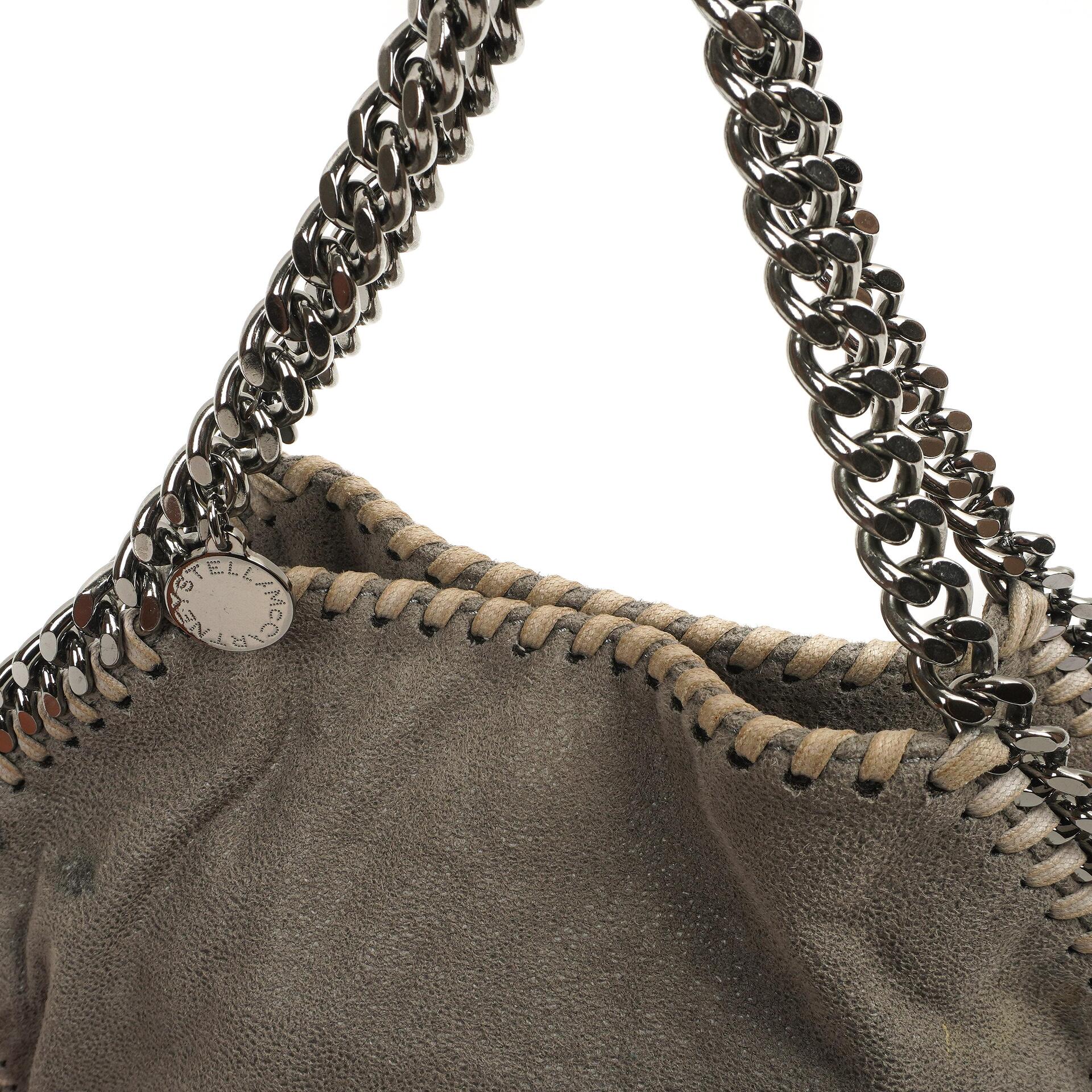 Stella McCartney Falabella Mini Tote Stahlgrau Veganes Shaggy Deer Klappentasche