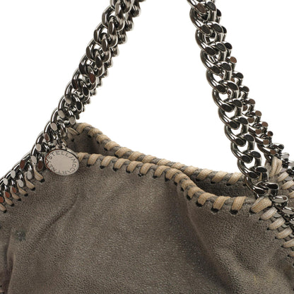 Stella McCartney Falabella Mini Tote Stahlgrau Veganes Shaggy Deer Klappentasche